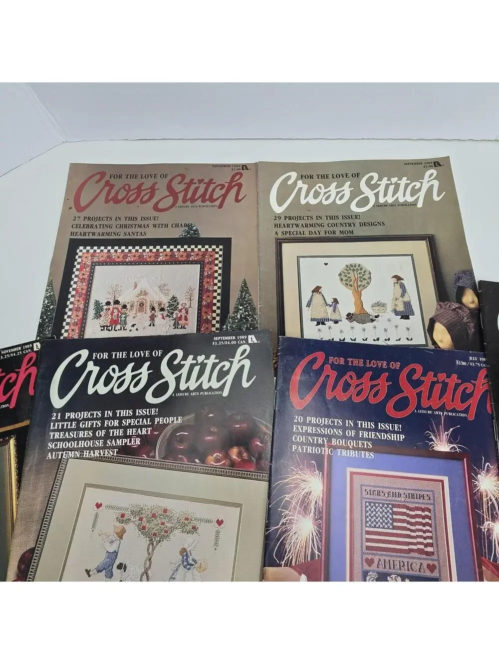 Lot of 8 Vintage Cross Stitch Leisure Crafts Magazines 1988/89s